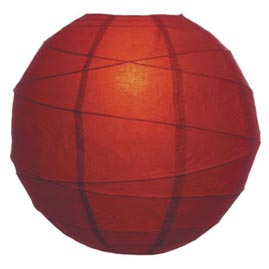 Cinnamon Red 14" Round Rice Paper Lantern - Solid Color Round Paper Shade Lanterns