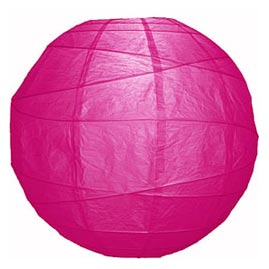 Fuchsia Pink 14" Round Rice Paper Lantern - Solid Color Round Paper Shade Lanterns