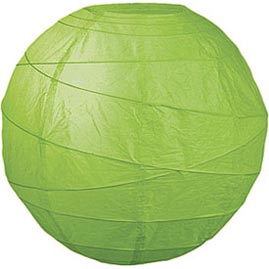 Grass Green 14" Round Rice Paper Lantern - Solid Color Round Paper Shade Lanterns