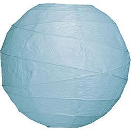 Ice Blue 14" Round Rice Paper Lantern - Solid Color Round Paper Shade Lanterns