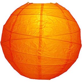 Mango Orange 14" Round Rice Paper Lantern - Solid Color Round Paper Shade Lanterns