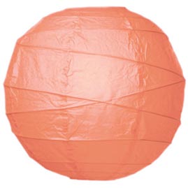 Peach 14" Round Rice Paper Lantern - Solid Color Round Paper Shade Lanterns