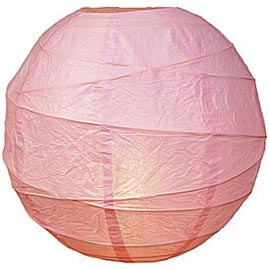 Pink 14" Round Rice Paper Lantern - Solid Color Round Paper Shade Lanterns