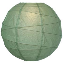 Sage Green 14" Round Rice Paper Lantern - Solid Color Round Paper Shade Lanterns