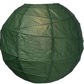Spruce Green 14" Round Rice Paper Lantern - Solid Color Round Paper Shade Lanterns