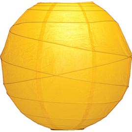 Squash Yellow 14" Round Rice Paper Lantern - Solid Color Round Paper Shade Lanterns