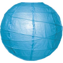Turquoise Blue 14" Round Rice Paper Lantern - Solid Color Round Paper Shade Lanterns