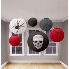 Halloween Paper Lantern Value Pack - Red, White &amp; Black - 6 Pack, paper, lantern, halloween, orange &amp; black, decorations, october, autumn, spooky