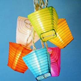 Nylon Trapezoid Multi-Color String Light Lanterns - Nylon Party Light Lanterns