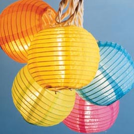 Nylon Globe Multi-Color String Light Lanterns - Nylon Party Light Lanterns