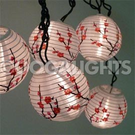 Cherry Blossom Nylon String Light Lanterns Strand - Mini Nylon String Light Lanterns