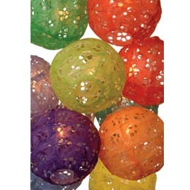 Multi Color Eyelet Paper String Light Lanterns - Mini Paper Shade Stringlight Lanterns