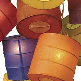 Multi Color Cylinder Paper String Light Lanterns - Mini Paper Shade Stringlight Lanterns