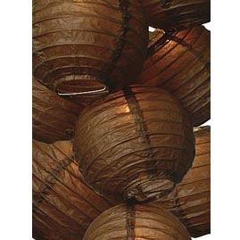 Chocolate Brown Flatpack Paper String Light Lanterns - Mini Paper Shade String Light Lanterns