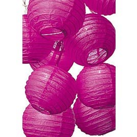 Fuschia Purple Flatpack Paper String Light Lanterns - Mini Paper Shade String Light Lanterns