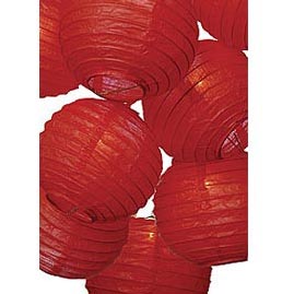 Red Flatpack Paper String Light Lanterns - Mini Paper Shade String Light Lanterns
