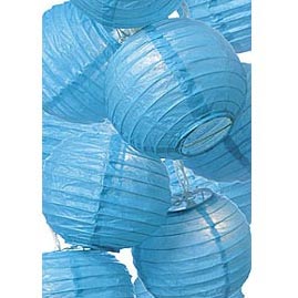 Turquoise Blue Flatpack Paper String Light Lanterns - Mini Paper Shade String Light Lanterns