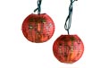 Chinese Red w/ Gold Bamboo Paper String Light Lanterns