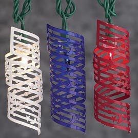 Patriotic Metal Spiral Party String Lights - Patriotic String Light Strands &amp; Sets