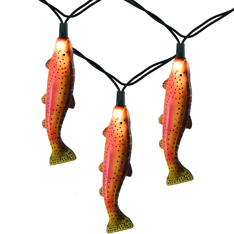 rainbow trout party lights, trout string lights, fishing decorations, trout fishing string lights