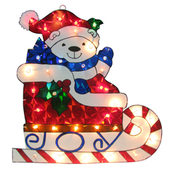 15-17" Polar Bear On Joy Sleigh Holographic