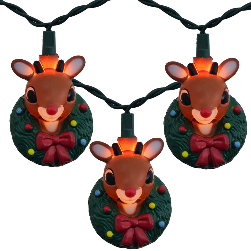 rudolf w christmas wreath novelty light set rudolf w christmas wreath novelty light set