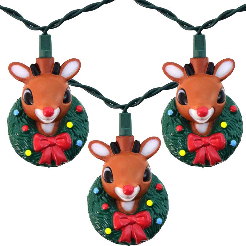rudolf w christmas wreath novelty light set rudolf w christmas wreath novelty light set