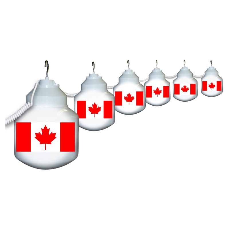 Canadian Flag Six Globe String Light Set