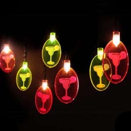Paradise Nights Margarita Glass Silhouettes Party String Lights - Tropical String Light Strands &amp; Sets