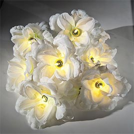 White Roses Party String Lights - Garden String Light Strands &amp; Sets