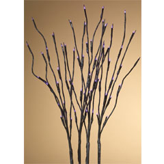 24" Outdoor Battery Operated Black Wrapped Lighted Purple Branches - set of 4