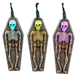 Skeleton &amp; Tombstone Halloween Multi-Color Changing LED Party String Lights - LED String Light Strands &amp; Sets