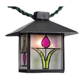 Prairie Lantern w/ Tulip Flower Party String Lights - Designer String Light Strands &amp; Sets