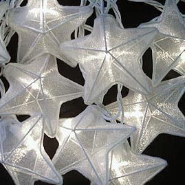 White Stars Party String Lights - Designer String Light Strands &amp; Sets