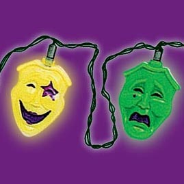 Mardi Gras Comedy &amp; Tragedy Mask Party String Lights - Novelty String Light Strands &amp; Sets