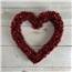 Red Curly Tinsel Heart Wreath w/ Micro Lights - 13