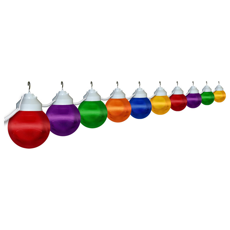 10 Globe Prismatic Multi-Color String Lights - White Housing