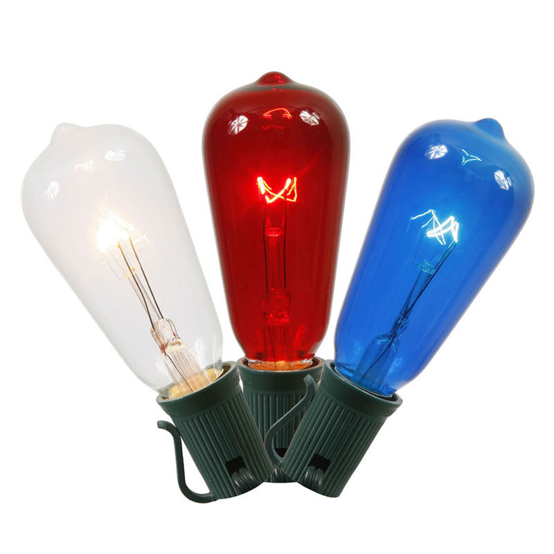 patriotic red white and blue glass st40 vintage light set patriotic red white and blue glass st40 vintage light set