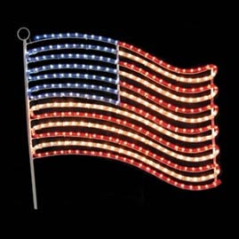 24" American Flag Rope Light Motif - Patriotic Rope Lights