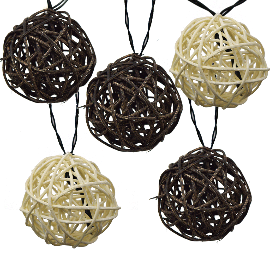 Twig Rattan Grapevine Balls - LED Solar Powered