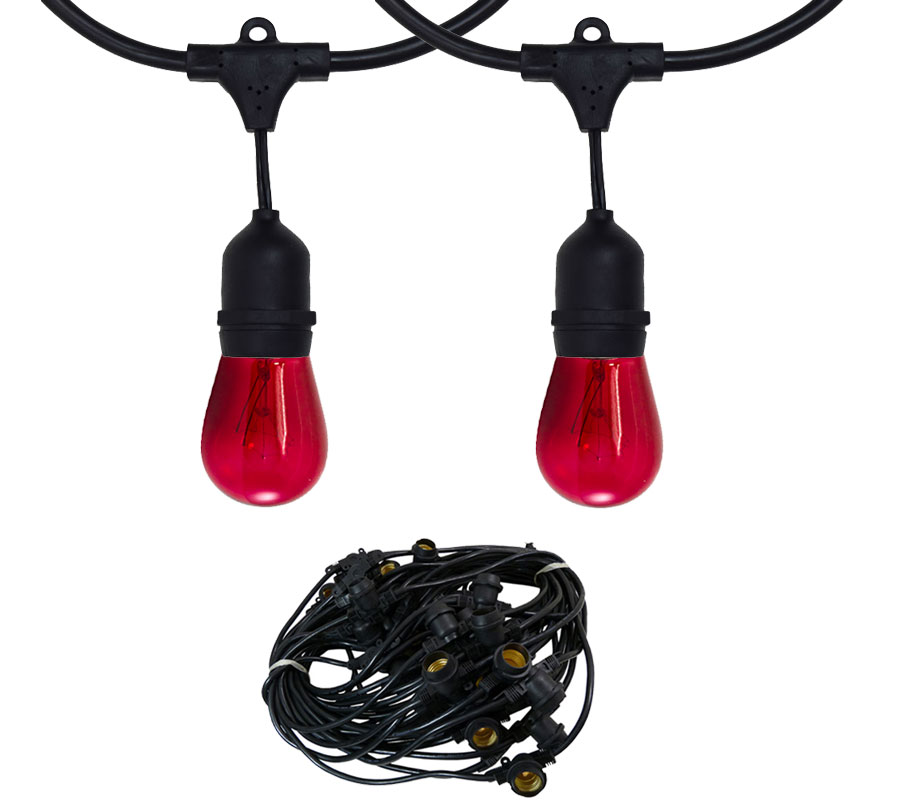 Red Hot Festive String Light Kit - 48 ft Suspended Red Light String