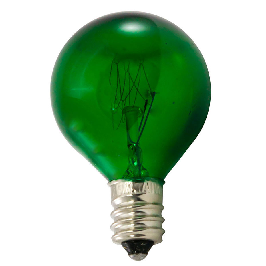 10 watt green candelabra base globe light bulb