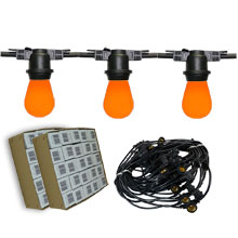 The Orange Crush 48 Starter Kit - 48' Commercial Linear Light String Strand - Medium Base