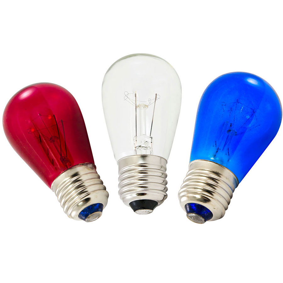 Red, White & Blue Transparent Light Bulbs