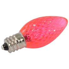 Pink Faceted LED C7 Linear Light Strand Bulbs