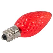Red Faceted LED C7 Linear Light Strand Bulbs