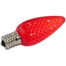 Red Faceted LED C9 Linear Light Strand Bulbs