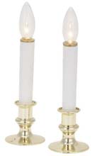 Decorative Flameless Window Candle w/ Timer & Brass Finish Base