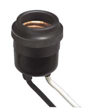 Leviton [875-55] Rubber Outdoor Light Bulb Socket - Pig Tail Wires