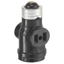 Leviton [8751403] Single Light Socket 2 Outlet Adapter - Brown